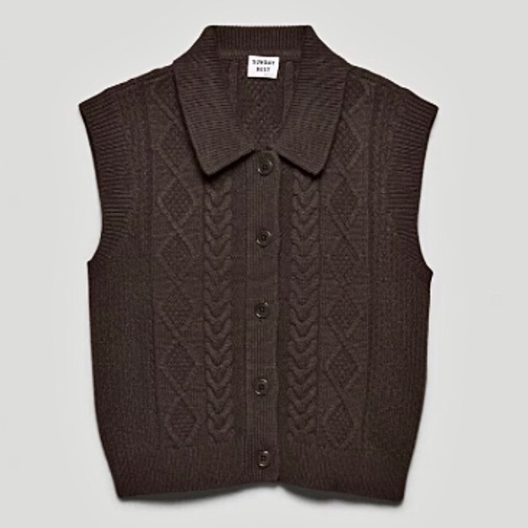 ❌SOLD!!!❌ NWT Aritzia Sunday Best Flynn Vest, Rich Mocha Brown, Size S - Picture 3 of 5